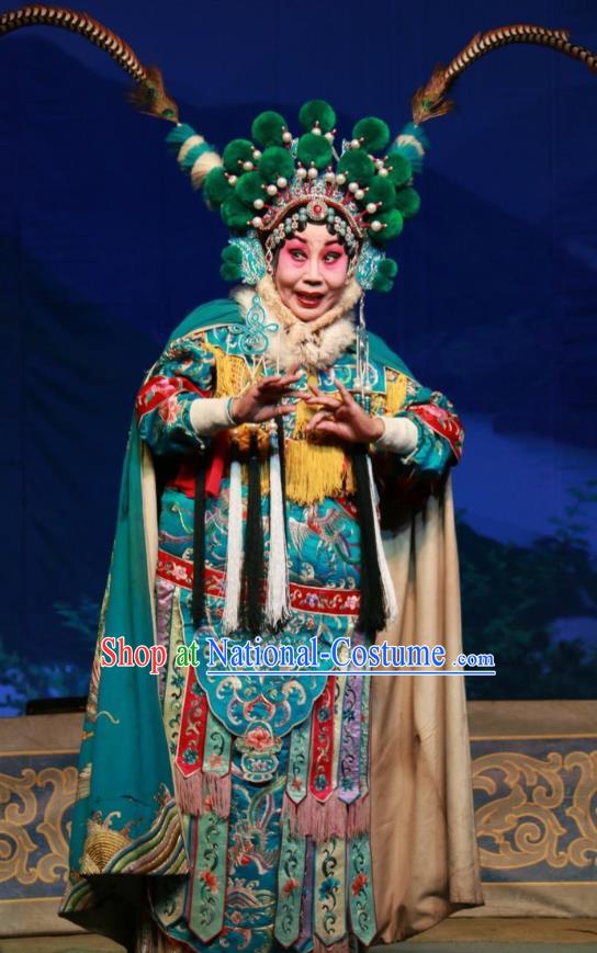 Chinese Shanxi Clapper Opera Tao Ma Tan Garment Costumes and Headdress Xue Gang Fan Tang Traditional Bangzi Opera Blues Dress Ji Luanying Apparels