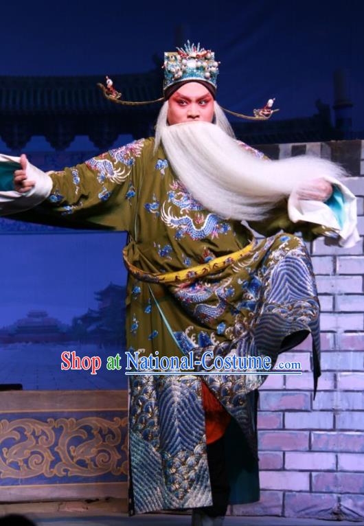 Xue Gang Fan Tang Chinese Bangzi Opera Xu Ce Apparels Costumes and Headpieces Traditional Shanxi Clapper Opera Official Garment Elderly Man Clothing