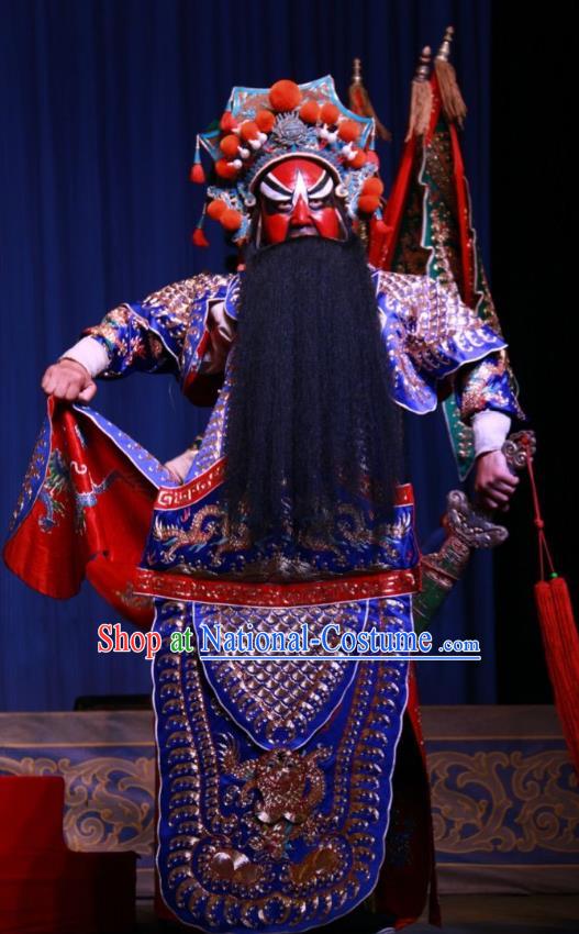 Xue Gang Fan Tang Chinese Bangzi Opera General Zhang Long Kao Apparels Costumes and Headpieces Traditional Shanxi Clapper Opera Military Officer Garment Armor Clothing