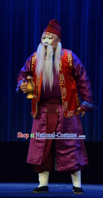 Tao Jin An Chinese Shanxi Opera Old Soldier Apparels Costumes and Headpieces Traditional Jin Opera Clown Garment Chou Role Clothing