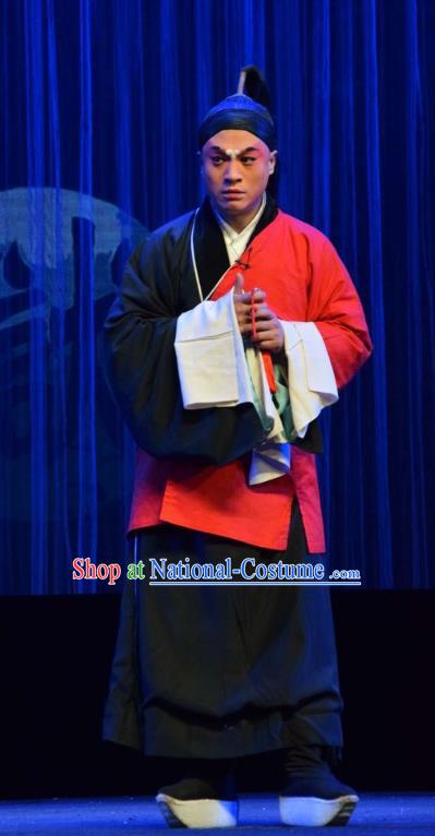 Tao Jin An Chinese Shanxi Opera Distress Male An Yuanzhen Apparels Costumes and Headpieces Traditional Jin Opera Clown Garment Prisoner Clothing