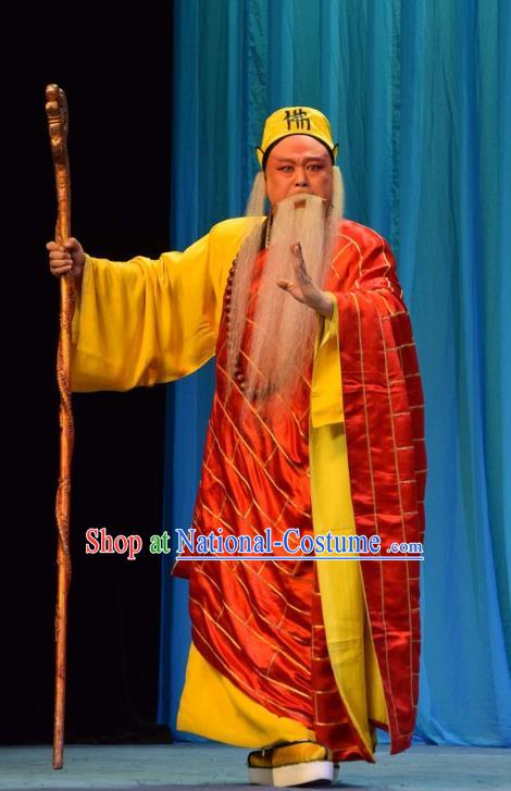 Madam White Snake Chinese Shanxi Opera Monk Fa Hai Apparels Costumes and Headpieces Traditional Jin Opera Elderly Male Garment Laosheng Cassock Clothing