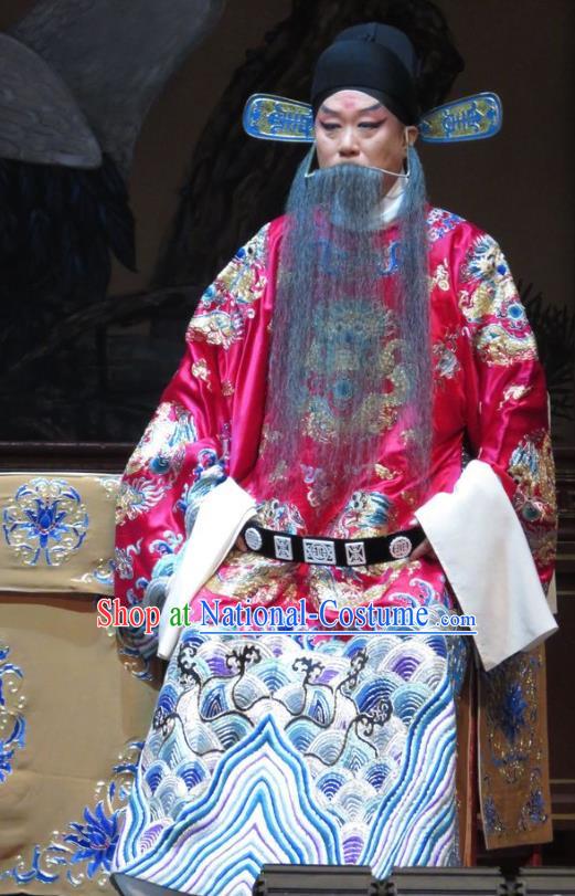 Jin Yunu Chinese Bangzi Opera Governor Lin Run Apparels Costumes and Headpieces Traditional Hebei Clapper Opera Elderly Male Garment Official Clothing