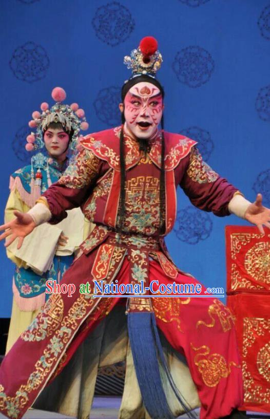 Jin Shui Bridge Chinese Bangzi Opera Swordsman Apparels Costumes and Headpieces Traditional Shanxi Clapper Opera Martial Male Garment Wusheng Qin Ying Clothing