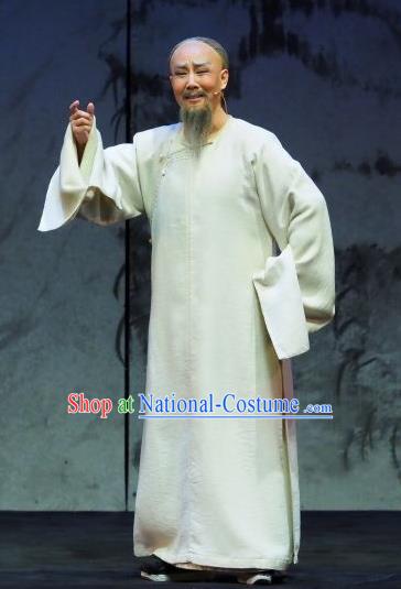 Yu Chenglong Chinese Shanxi Opera Old Man Apparels Costumes and Headpieces Traditional Jin Opera Laosheng Garment Civilian Clothing