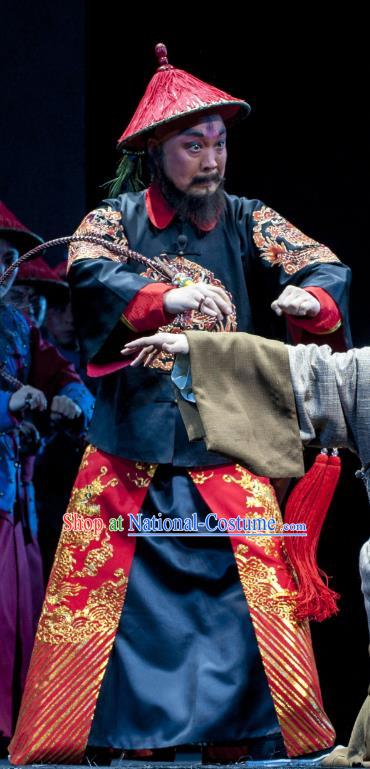 Yu Chenglong Chinese Shanxi Opera General Apparels Costumes and Headpieces Traditional Jin Opera Qing Dynasty Commander Garment Clothing