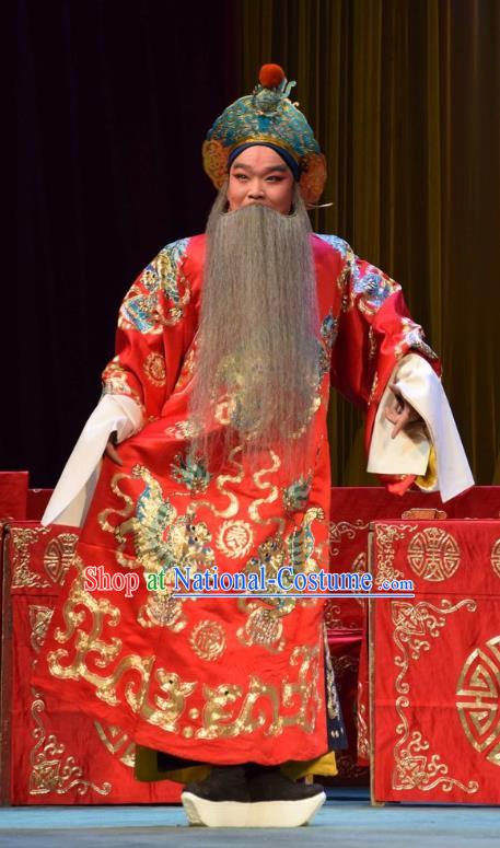 Da Jin Zhi Chinese Shanxi Opera Duke Guo Ziyi Apparels Costumes and Headpieces Traditional Jin Opera Elderly Male Garment Commander Clothing