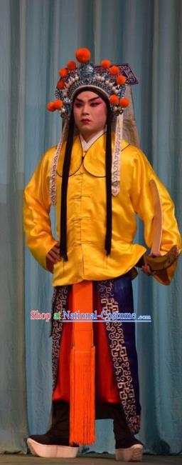 Da Jin Zhi Chinese Shanxi Opera Martial Male Apparels Costumes and Headpieces Traditional Jin Opera Imperial Bodyguard Garment Warrior Clothing