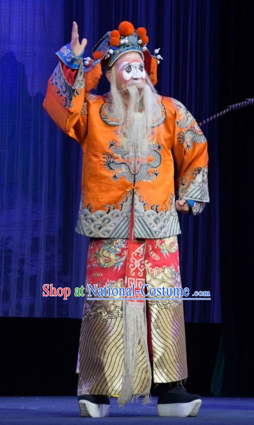 Li Hua Return Tang Chinese Shanxi Opera General Fan Hong Apparels Costumes and Headpieces Traditional Jin Opera Clown Garment Military Officer Clothing