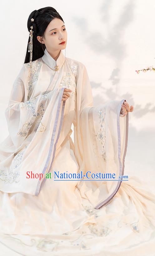 Chinese Ming Dynasty Noble Female Historical Costumes Traditional Apparels Ancient Rich Lady Embroidered Hanfu Dress for Women