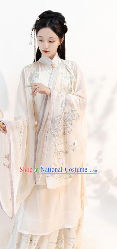 Chinese Ming Dynasty Noble Female Historical Costumes Traditional Apparels Ancient Rich Lady Embroidered Hanfu Dress for Women