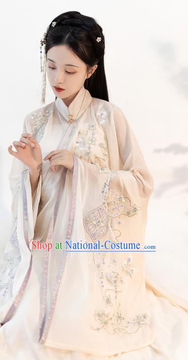 Chinese Ming Dynasty Noble Female Historical Costumes Traditional Apparels Ancient Rich Lady Embroidered Hanfu Dress for Women