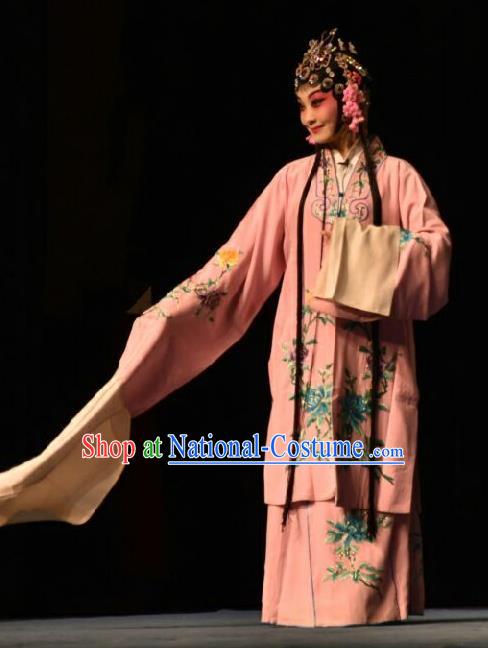 Chinese Jin Opera Rich Lady Red Garment Costumes and Headdress Wo Hu Ling Traditional Shanxi Opera Hua Tan Dress Actress Apparels