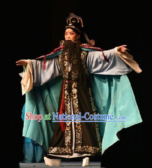 Wo Hu Ling Chinese Shanxi Opera Magistrate Dong Xuan Apparels Costumes and Headpieces Traditional Jin Opera Elderly Male Garment Laosheng Clothing