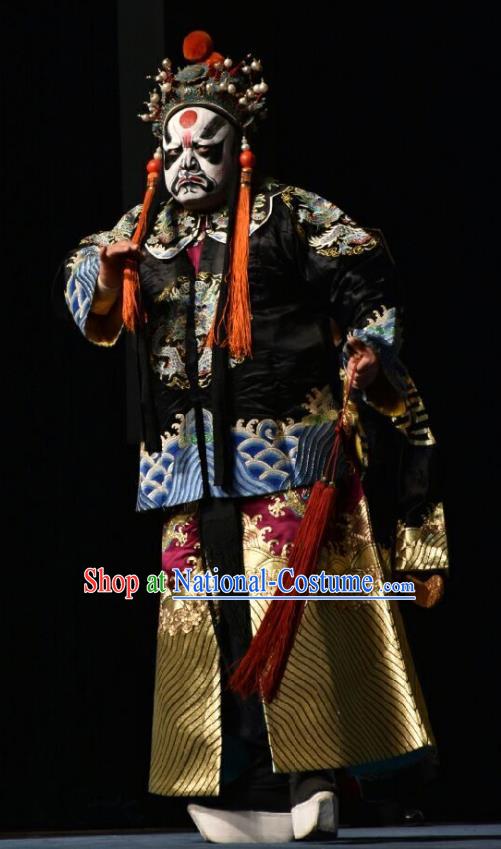 Wo Hu Ling Chinese Shanxi Opera Martial Male Apparels Costumes and Headpieces Traditional Jin Opera Wusheng Garment Steward Tang Dan Clothing