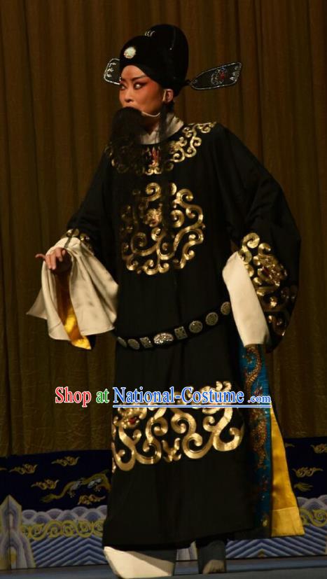 Wo Hu Ling Chinese Shanxi Opera Laosheng Apparels Costumes and Headpieces Traditional Jin Opera Magistrate Dong Xuan Garment Official Clothing