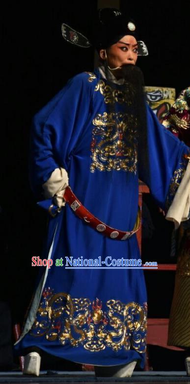 Wo Hu Ling Chinese Shanxi Opera Laosheng Apparels Costumes and Headpieces Traditional Jin Opera Official Garment Magistrate Dong Xuan Clothing