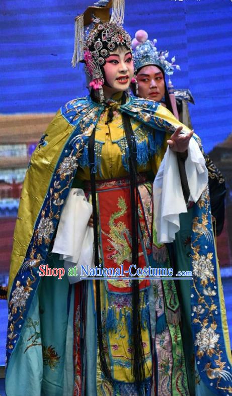 Chinese Jin Opera Princess Hu Yang Garment Costumes and Headdress Wo Hu Ling Traditional Shanxi Opera Noble Female Dress Actress Apparels