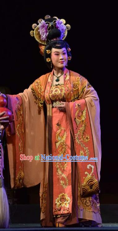 Chinese Jin Opera Queen Wang Garment Costumes and Headdress Madam Ruyi Traditional Shanxi Opera Noble Female Dress Empress Apparels