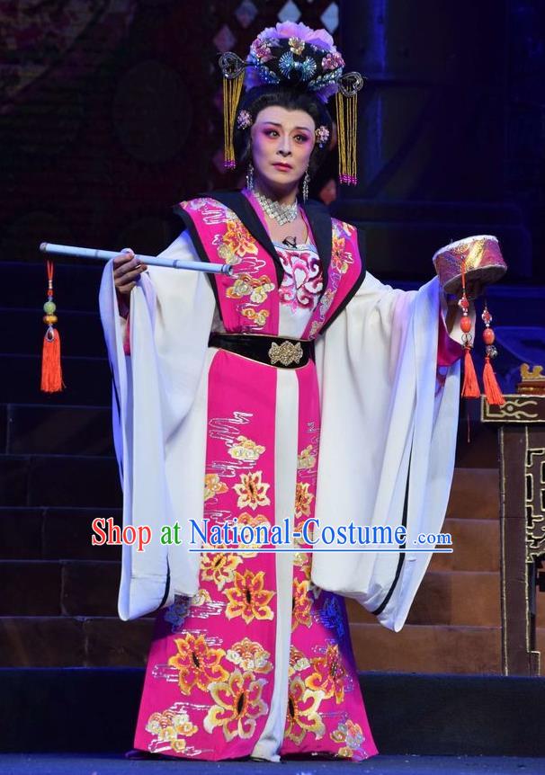 Chinese Jin Opera Imperial Consort Wu Meiniang Garment Costumes and Headdress Madam Ruyi Traditional Shanxi Opera Noble Female Dress Hua Tan Apparels