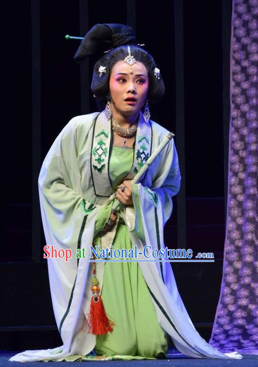 Chinese Jin Opera Noble Consort Xiao Garment Costumes and Headdress Madam Ruyi Traditional Shanxi Opera Court Lady Dress Distress Female Apparels