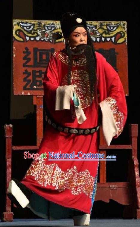 Wo Hu Ling Chinese Shanxi Opera Elderly Male Apparels Costumes and Headpieces Traditional Jin Opera Official Garment Magistrate Dong Xuan Clothing