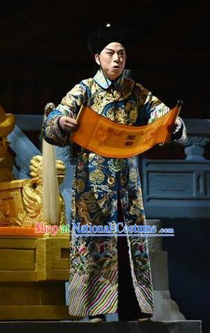 Xiaozhuang Changge Chinese Shanxi Opera Eunuch Apparels Costumes and Headpieces Traditional Jin Opera Garment Qing Dynasty Palace Servant Clothing