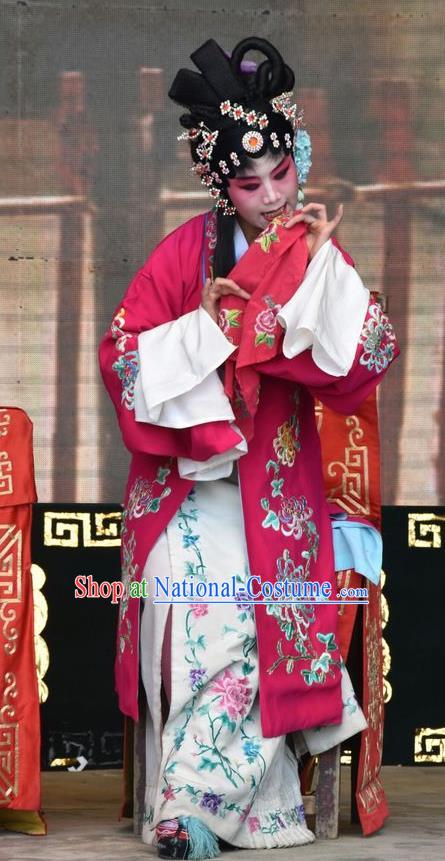 Chinese Jin Opera Diva Dang Fengying Garment Costumes and Headdress Tu Fu Zhuang Yuan Traditional Shanxi Opera Hua Tan Dress Young Beauty Apparels