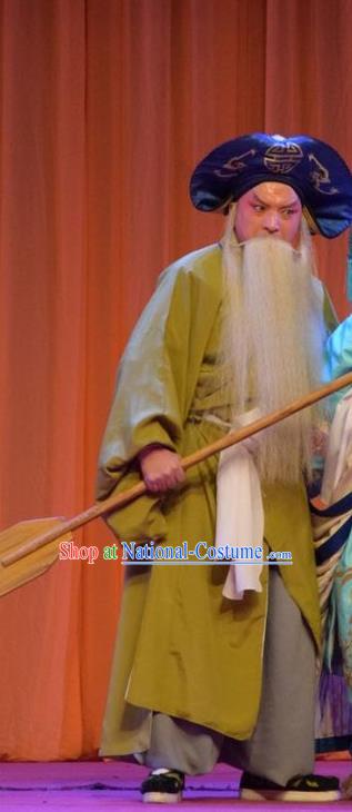 Han Yang Court Chinese Shanxi Opera Fisher Apparels Costumes and Headpieces Traditional Jin Opera Elderly Male Garment Boatman Clothing