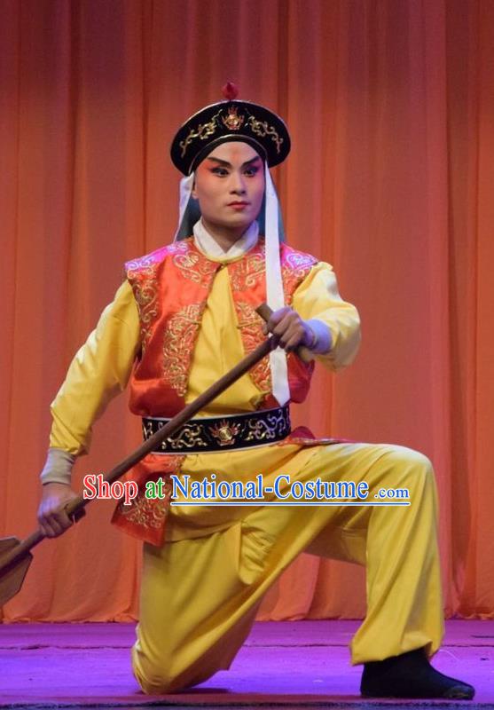 Han Yang Court Chinese Shanxi Opera Young Warrior Apparels Costumes and Headpieces Traditional Jin Opera Wusheng Garment Soldier Clothing