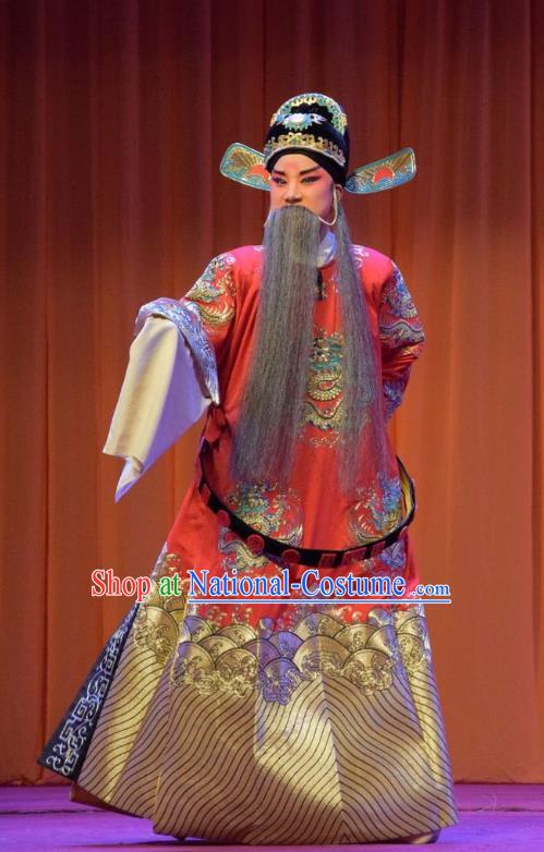 Han Yang Court Chinese Shanxi Opera Censor Hai Rui Apparels Costumes and Headpieces Traditional Jin Opera Elderly Male Garment Minister Clothing