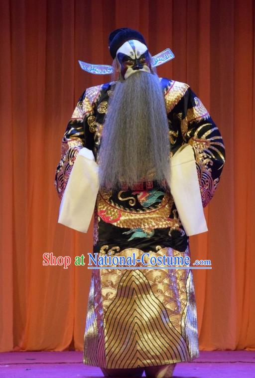 Han Yang Court Chinese Shanxi Opera Duke Xu Yanzhao Apparels Costumes and Headpieces Traditional Jin Opera Elderly Male Garment Jing Role Clothing