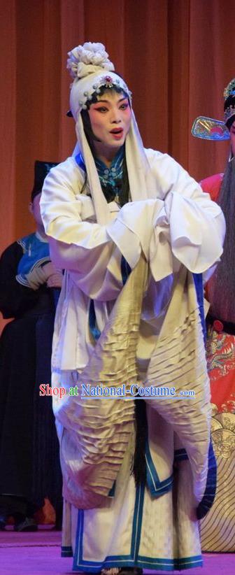 Chinese Jin Opera Distress Maiden Garment Costumes and Headdress Han Yang Court Traditional Shanxi Opera Village Girl Dress Fisher Female Apparels