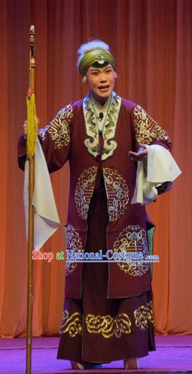 Chinese Jin Opera Laodan Garment Costumes and Headdress Han Yang Court Traditional Shanxi Opera Pantaloon Dress Dame Apparels