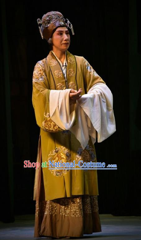 Chinese Jin Opera Dame Xu Garment Costumes and Headdress Traditional Shanxi Opera Elderly Female Dress Laodan Apparels