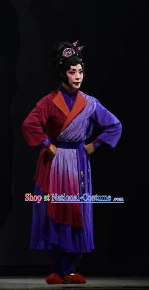 Chinese Jin Opera Country Woman Garment Costumes and Headdress Xiong Guan Niang Zi Traditional Shanxi Opera Village Female Dress Apparels