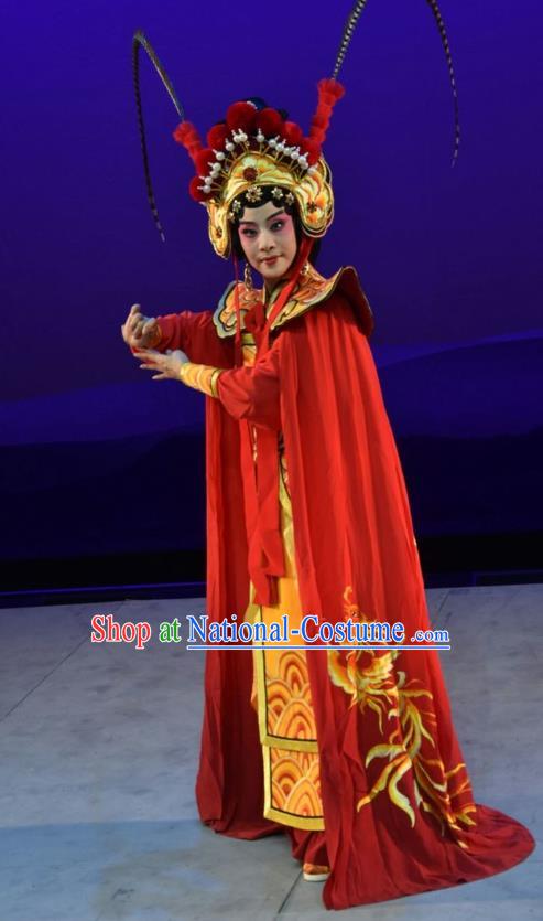 Chinese Jin Opera Female General Garment Costumes and Headdress Xiong Guan Niang Zi Traditional Shanxi Opera Princess Pingyang Dress Martial Woman Apparels