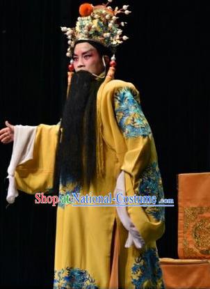 Chinese Shanxi Opera Emperor Zhu Yuanzhang Apparels Costumes and Headpieces Traditional Jin Opera Monarch Garment Laosheng Clothing