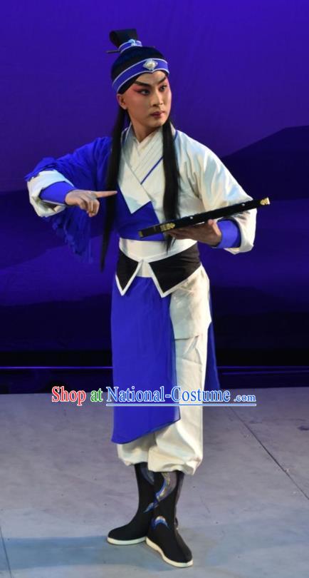 Xiong Guan Niang Zi Chinese Shanxi Opera Xiaosheng Apparels Costumes and Headpieces Traditional Jin Opera Young Male Garment Swordsman Clothing