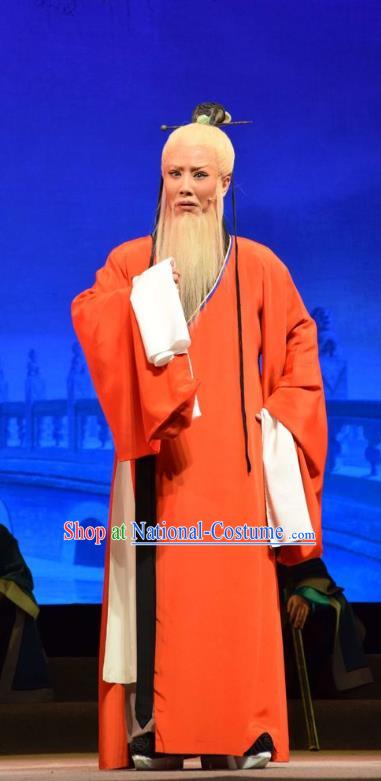 Fu Shan Jin Jing Chinese Shanxi Opera Laosheng Apparels Costumes and Headpieces Traditional Jin Opera Old Man Garment Elderly Scholar Clothing