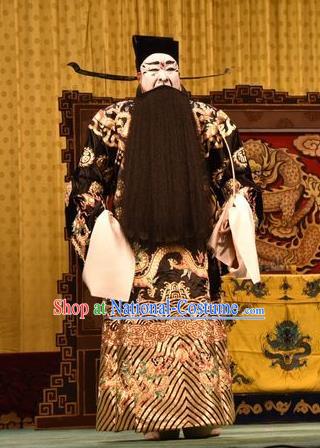 Jin Sha Tan Chinese Shanxi Opera Treacherous Official Pan Renmei Apparels Costumes and Headpieces Traditional Jin Opera Painted Role Garment Elderly Male Clothing