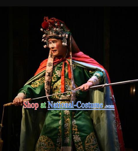 Chinese Shanxi Opera Martial Male Apparels Costumes and Headpieces Traditional Jin Opera Takefu Garment Wusheng Swordsman Clothing