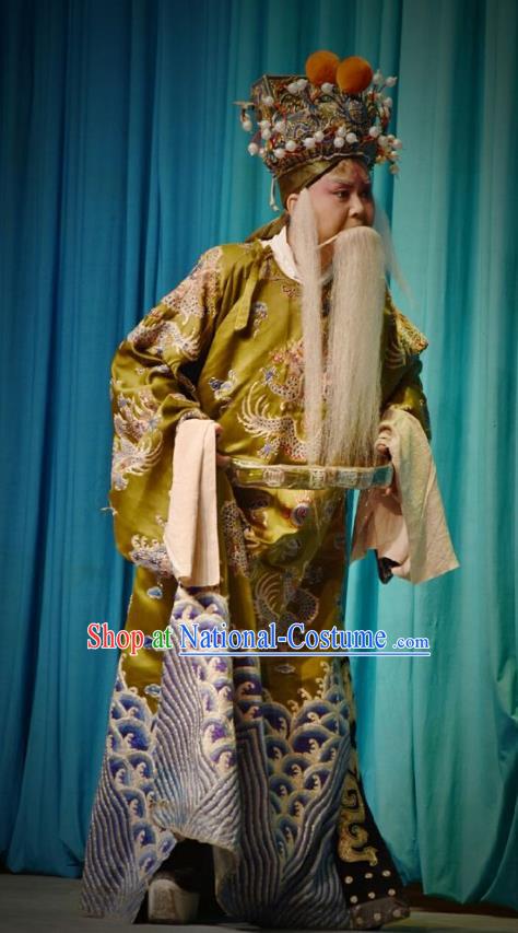 Chinese Shanxi Opera Elderly Male Apparels Costumes and Headpieces Traditional Jin Opera Laosheng Garment Lord Xu Da Clothing