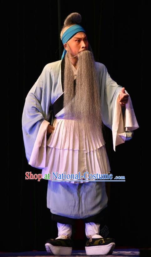 Breeze Pavilion Chinese Shanxi Opera Elderly Male Zhang Yuanxiu Apparels Costumes and Headpieces Traditional Jin Opera Laosheng Garment Clothing