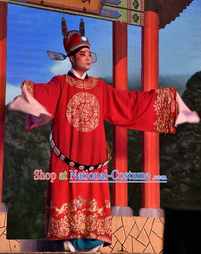 Breeze Pavilion Chinese Shanxi Opera Xiaosheng Apparels Costumes and Headpieces Traditional Jin Opera Young Male Garment Number One Scholar Zhang Jibao Clothing