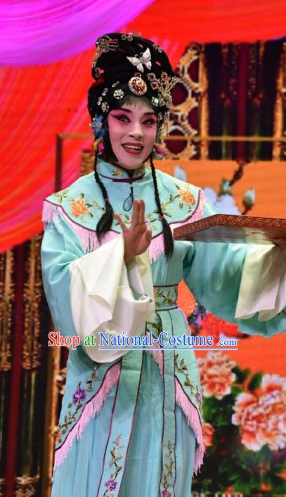 Chinese Jin Opera Xiaodan Garment Costumes and Headdress Palm Civet for Prince Traditional Shanxi Opera Young Lady Dress Court Maid Kou Zhu Apparels