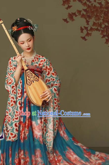 Chinese Tang Dynasty Royal Princess Historical Costumes Traditional Dance Apparels Ancient Imperial Consort Hanfu Dress for Women