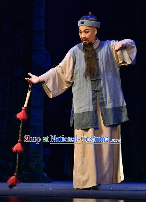 Da Qing Yu Shi Chinese Shanxi Opera Civilian Apparels Costumes and Headpieces Traditional Jin Opera Garment Qing Dynasty Elderly Male Clothing