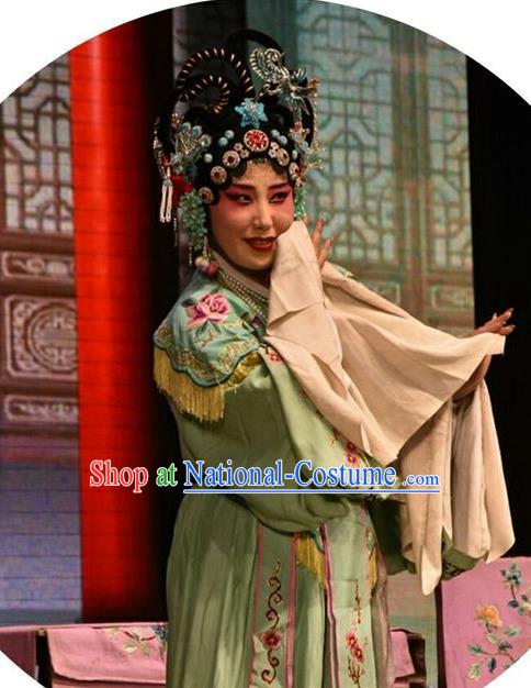 Chinese Jin Opera Rich Lady Garment Costumes and Headdress Double Butterfly Traditional Shanxi Opera Hua Tan Dress Diva Zhu Yingtai Apparels