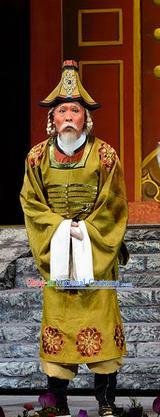 Ba Ersi Yu Shi Chinese Shanxi Opera Elderly Male Ahmed Apparels Costumes and Headpieces Traditional Jin Opera Minister Garment Chancellor Clothing